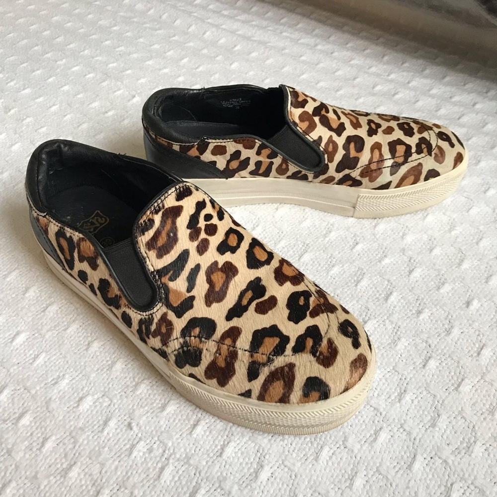 Women's Ash Jungle Animal Print Leather Cow Hair Fur Slip On Sneakers Loafers 39